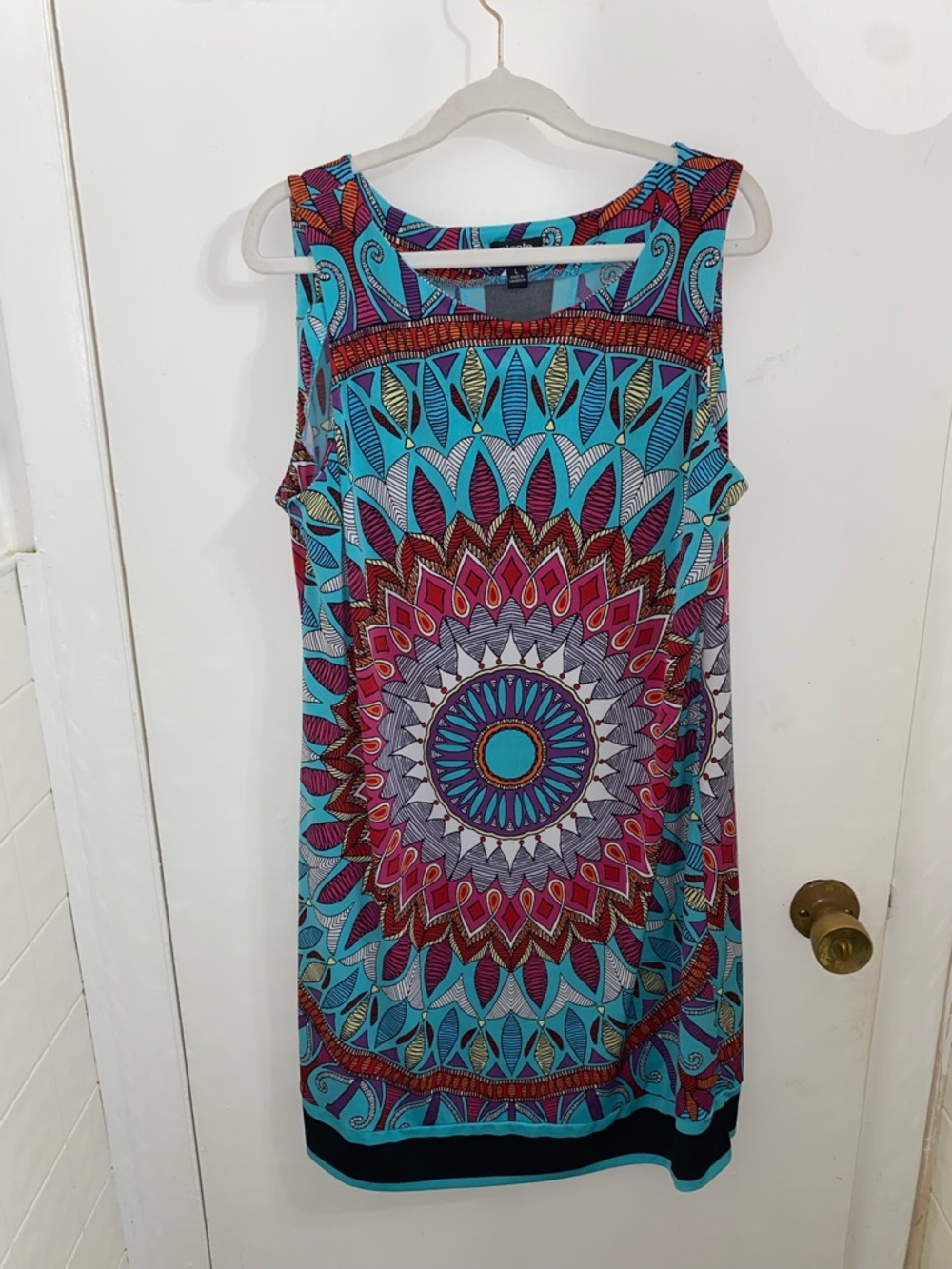 Nicole Turquoise and Magenta Sleeveless Printed Midi Dress